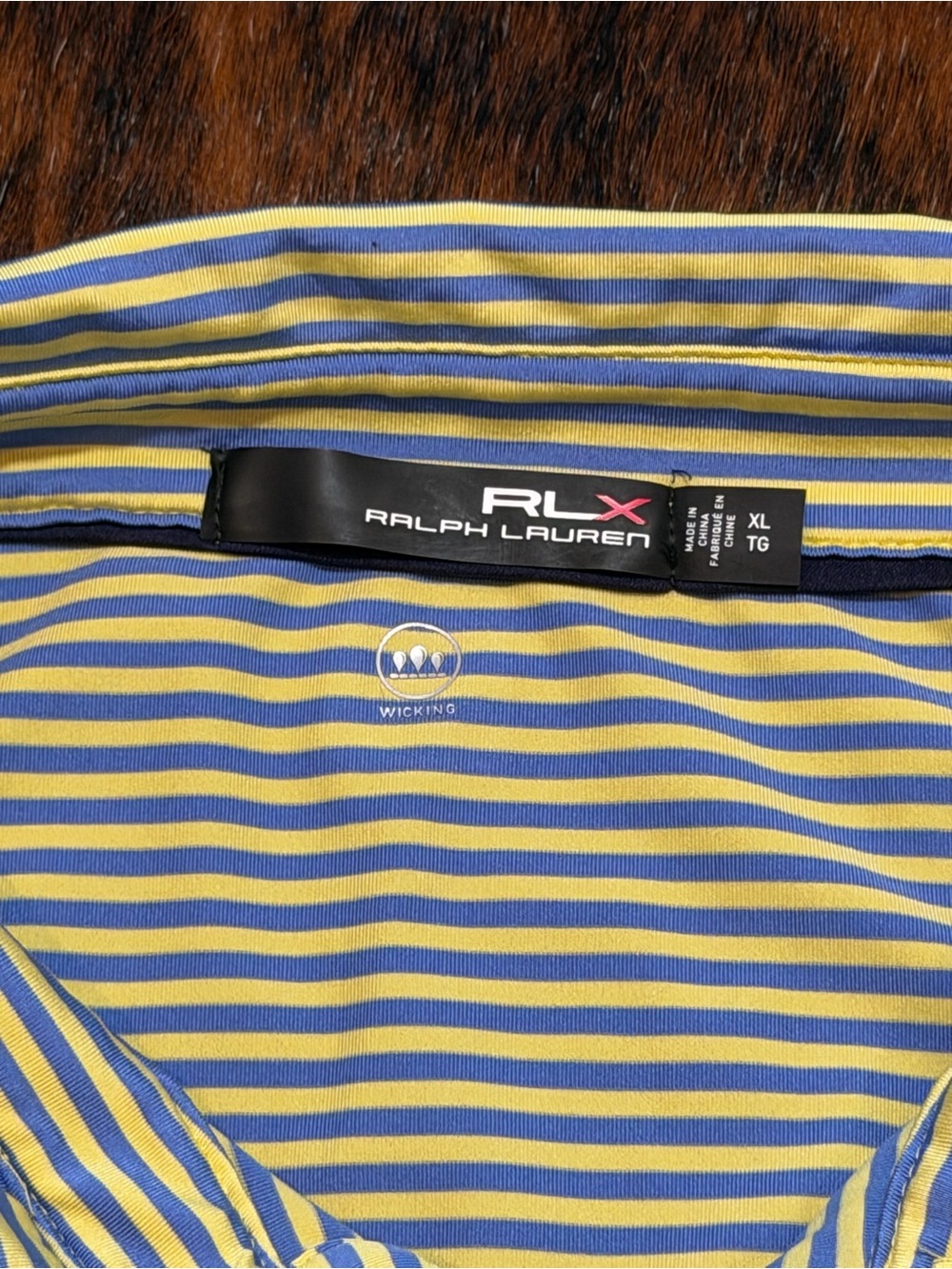 Ralph Lauren RLX Men's Short Sleeve Striped Golf Polo Yellow Blue Sz XL Gorpcore